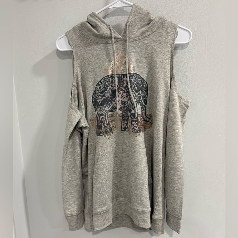 Rebellious One Gray Elephant Cutout Hoodie